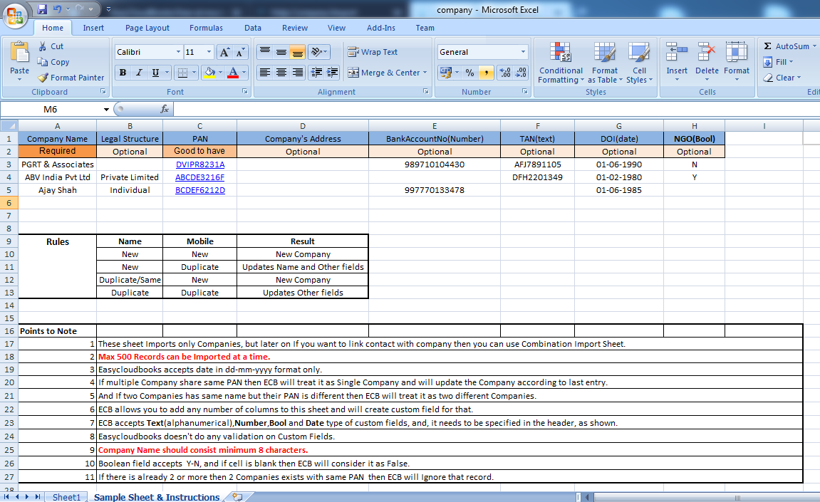 Import Companies with Contacts